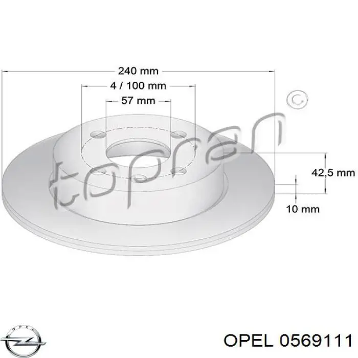 Купить 0569111 Opel Диск тормозной задний