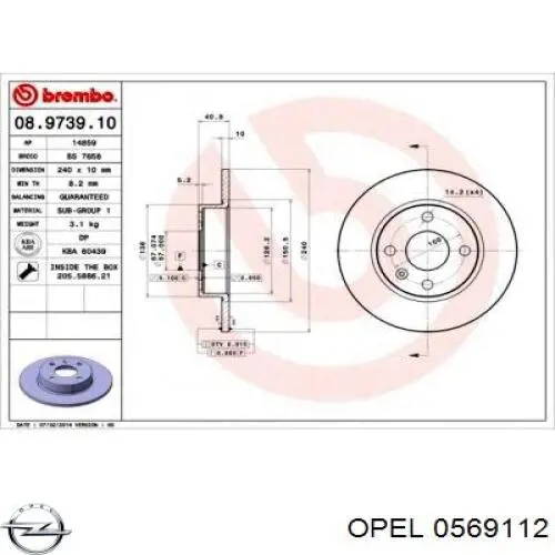 Задний тормозной диск Opel 0569112 цена, от 26.86 USD