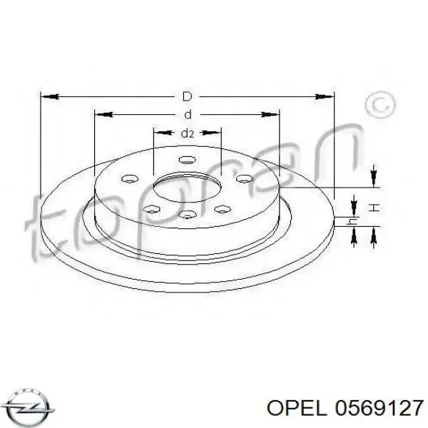 Тормозные диски 0569127 Opel