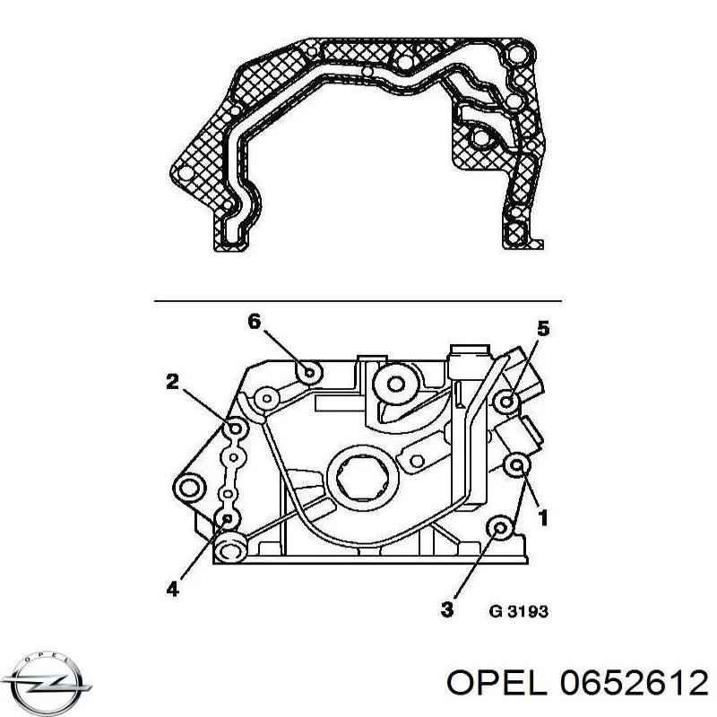 0652612 Opel прокладка поддона картера двигателя верхняя