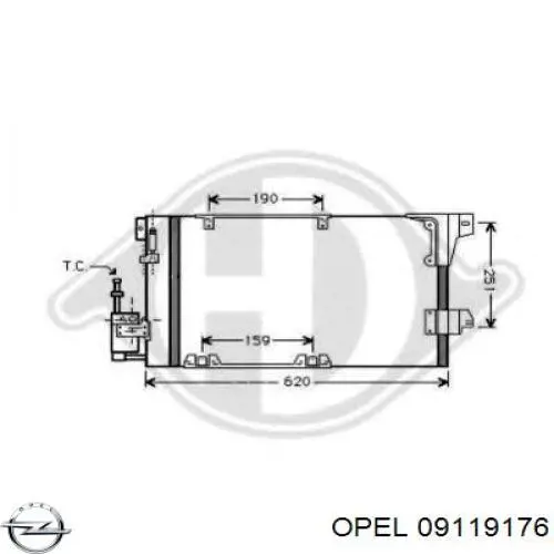 Радиатор кондиционера 09119176 Opel