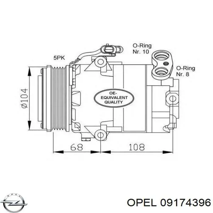 Компрессор системы кондиционирования Opel 09174396 цена, от 234.16 USD