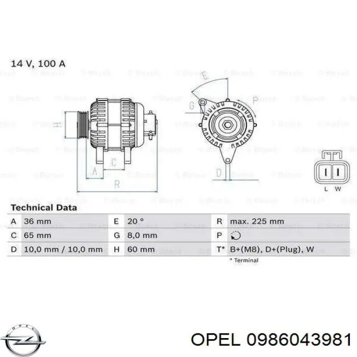 0986043981 Opel генератор
