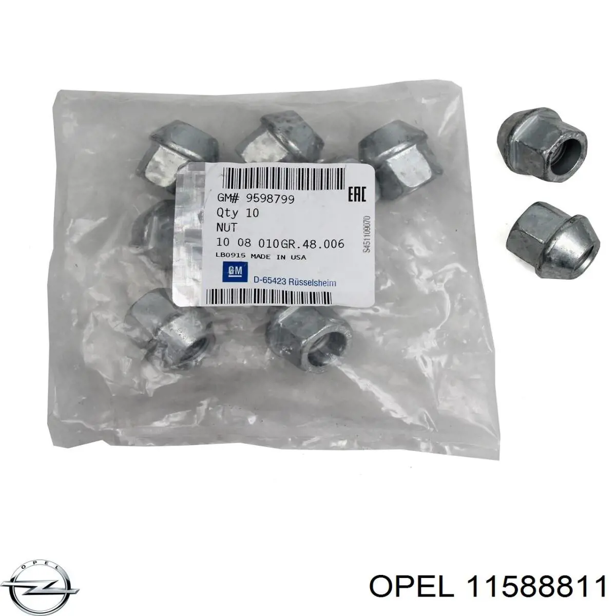 Parafuso de roda 11588811 Opel
