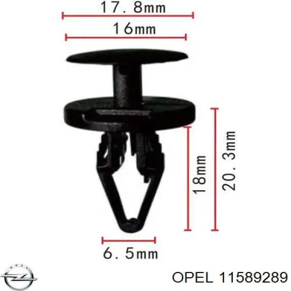 Пістон (кліп) кріплення бампера, переднього 11589289 Opel