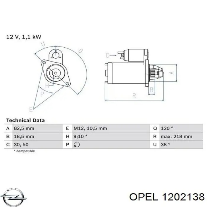 1202138 Opel стартер