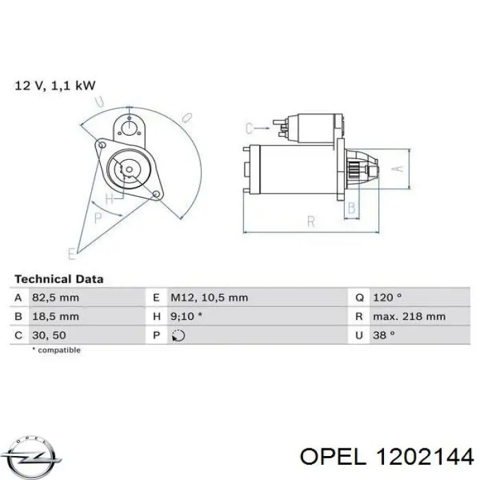 Купить 1202144 Opel Стартер