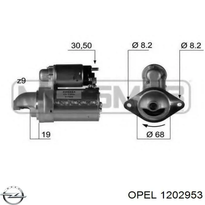 Стартер 1202953 Opel