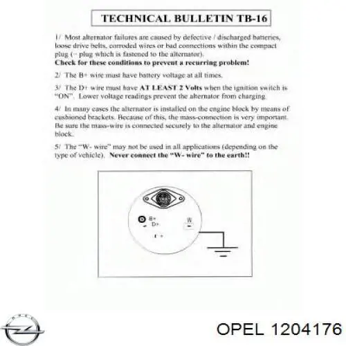 Автомобильный генератор Opel 1204176 цена, от 3.04 USD