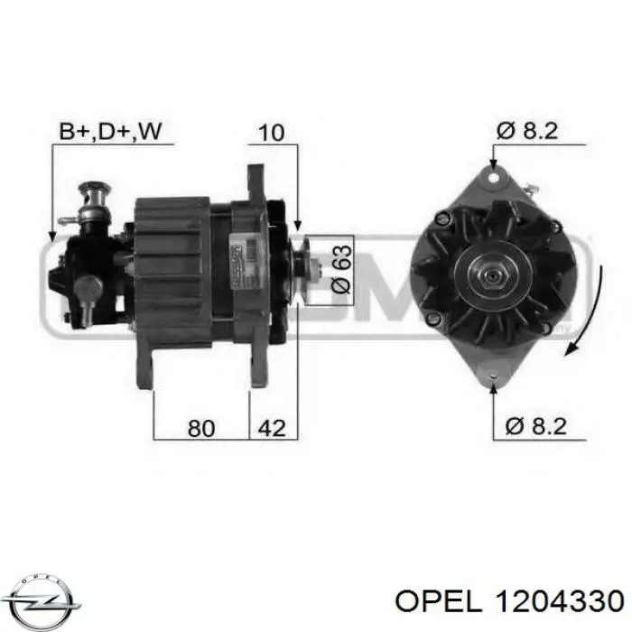 Автомобильный генератор Opel 1204330 цена, от 169.44 USD