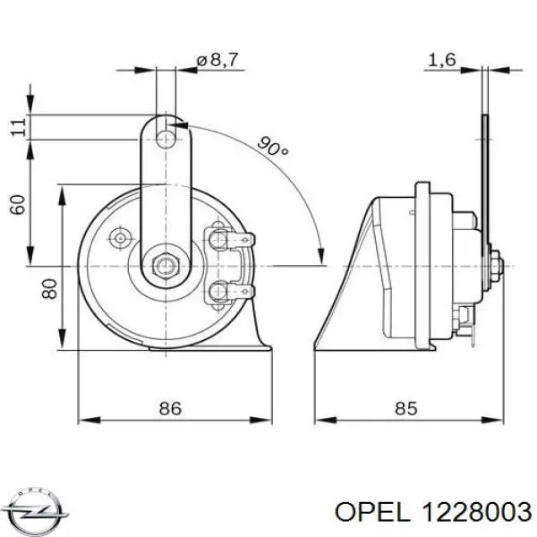 1228003 Opel сигнал звуковой (клаксон)