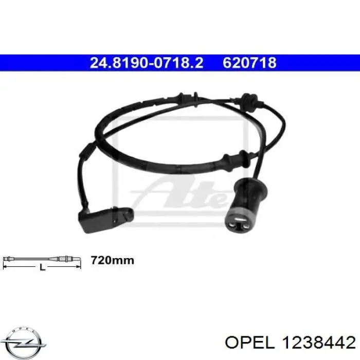 1238442 Opel датчик износа тормозных колодок передний