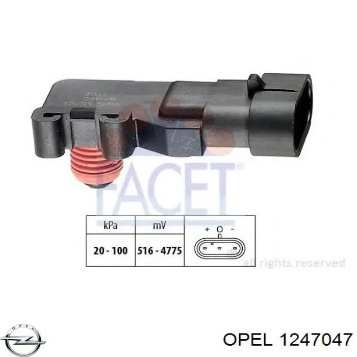 1247047 Opel датчик давления во впускном коллекторе, map