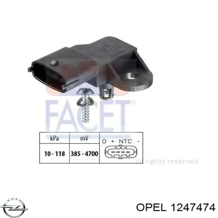 Датчик абсолютного давления 1247474 Opel