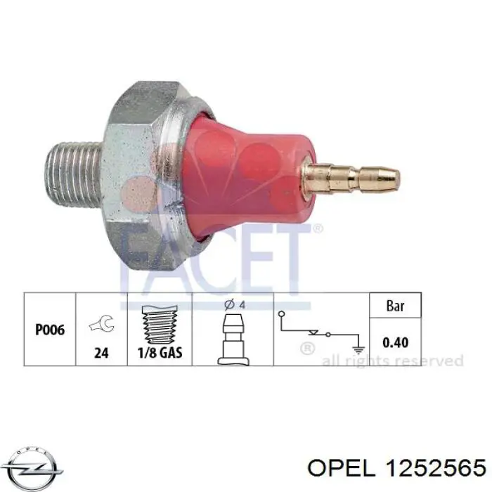 Купить 1252565 Opel Датчик давления масла
