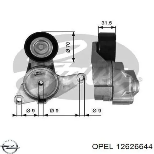 Роликовий модуль натяжителя ремня Opel 12626644 цена, от 40.51 USD