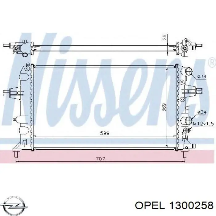 Радиатор охлаждения двигателя Opel 1300258 цена, от 55.49 USD