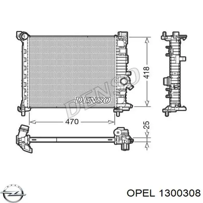 Радиатор охлаждения двигателя Opel 1300308 цена, от 125.49 USD