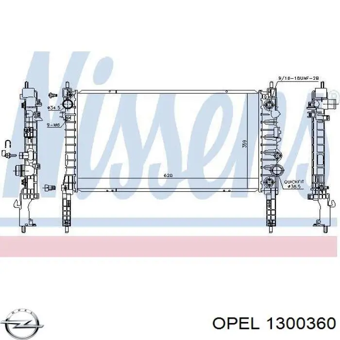 1300360 Opel radiador de esfriamento de motor
