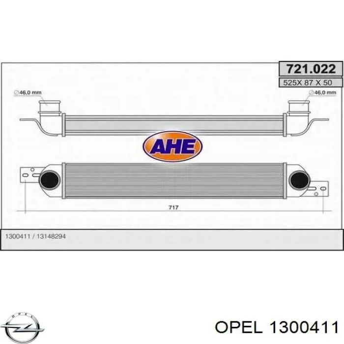 1300411 Opel radiador de intercooler