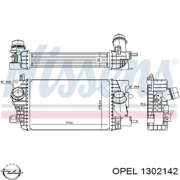 1302142 Opel Охладитель наддувочного воздуха