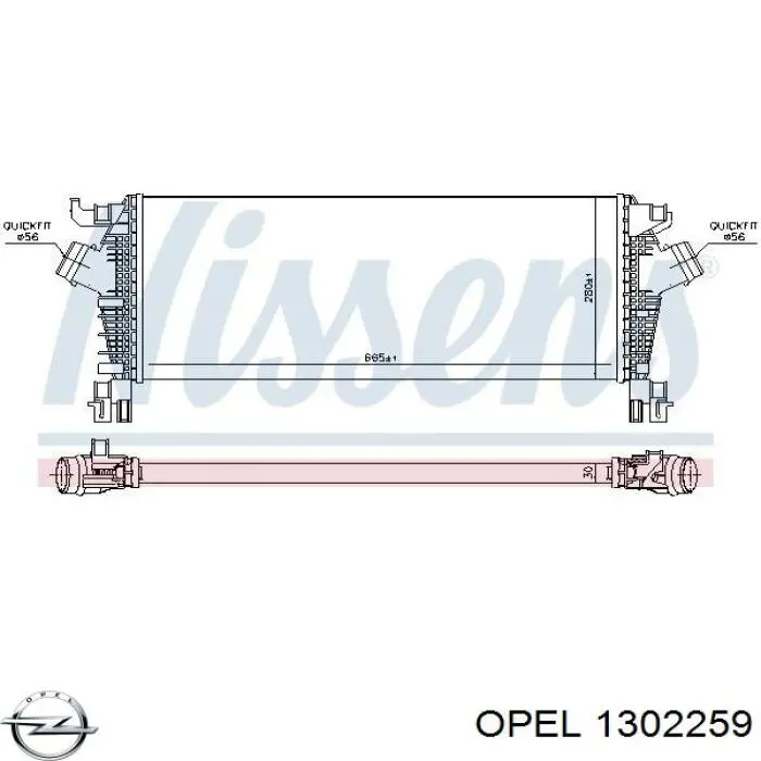 1302259 Opel radiador de intercooler