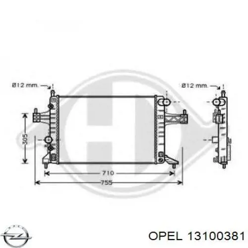 Радиатор охлаждения Opel 13100381