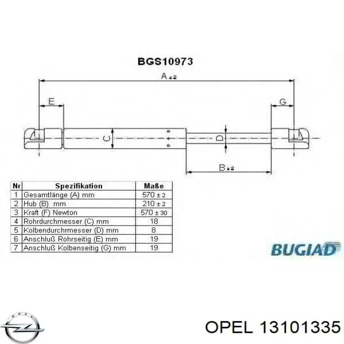 Амортизатор багажника 13101335 Opel