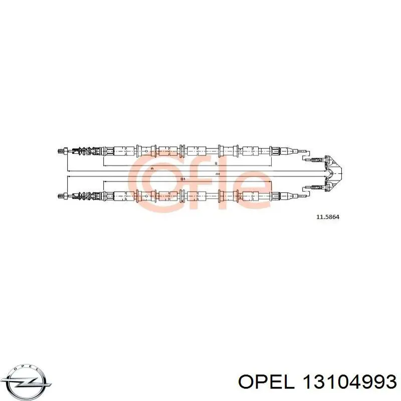 Задний трос ручника 13104993 Opel