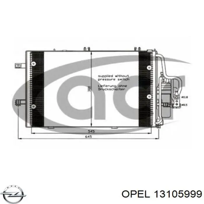 Радиатор кондиционера 13105999 Opel