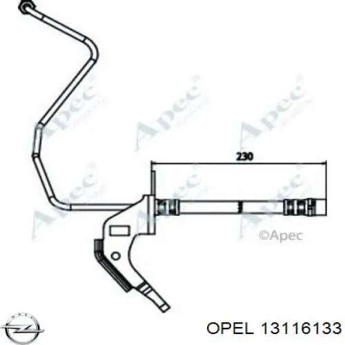 13116133 Opel шланг тормозной задний левый