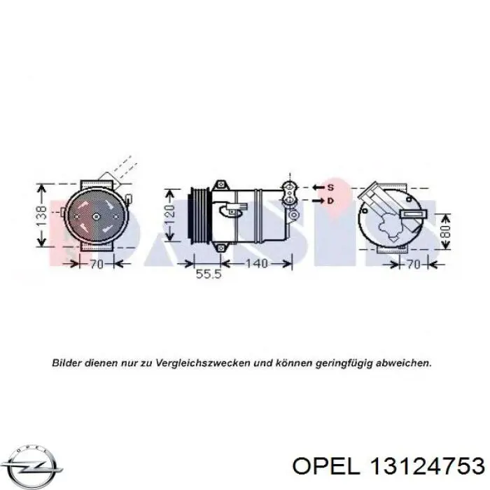 Компрессор кондиционера 13124753 Opel