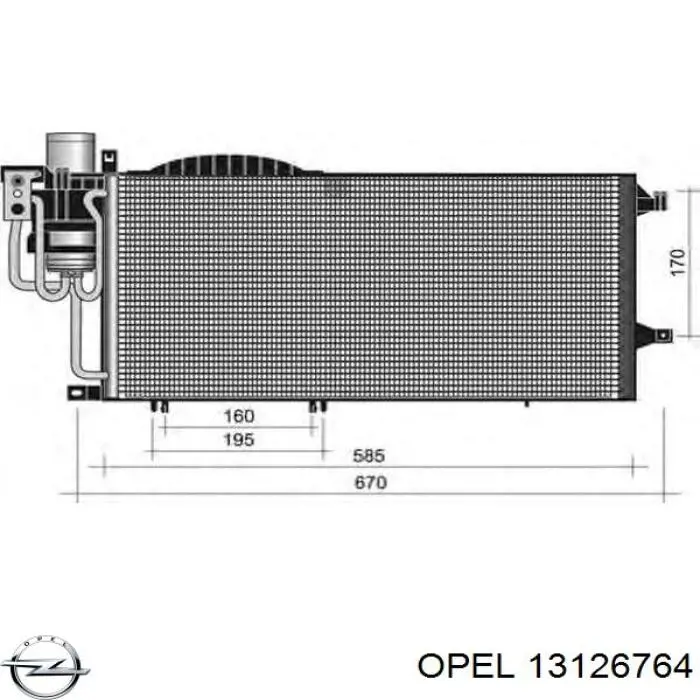 Радиатор кондиционера 13126764 Opel