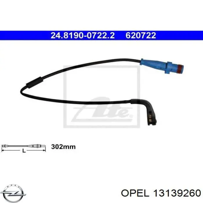 13139260 Opel датчик износа тормозных колодок передний