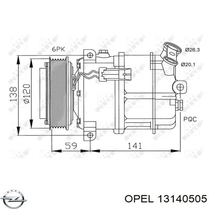 13140505 Opel compressor de aparelho de ar condicionado