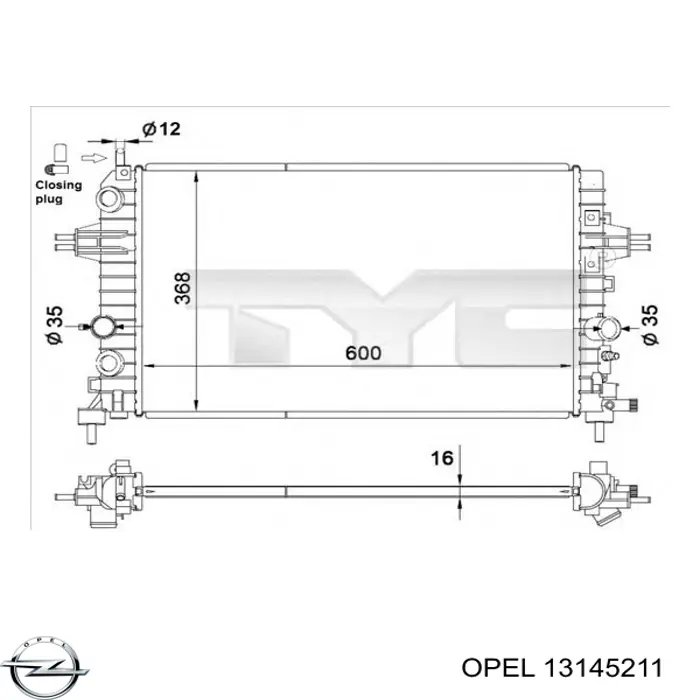 Купить 13145211 Opel Радиатор водяной