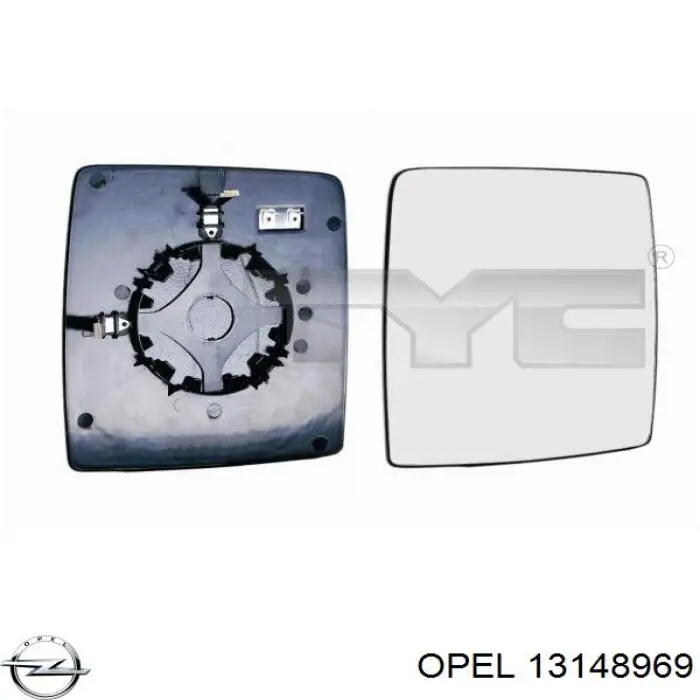 Зеркальный элемент зеркала заднего вида правого Opel 13148969