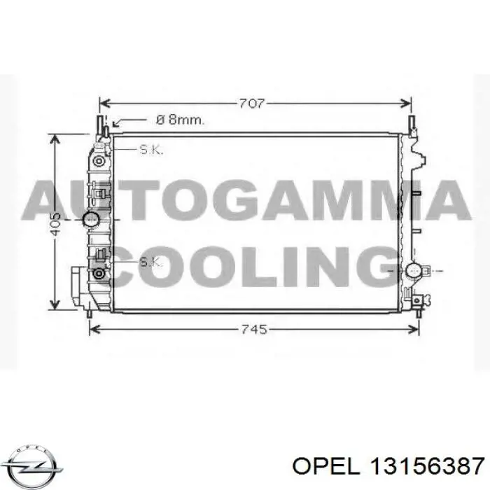 Купить 13156387 Opel Радиатор водяной