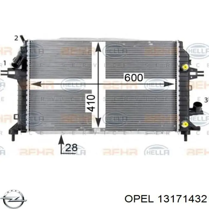 13171432 Opel radiador de esfriamento de motor