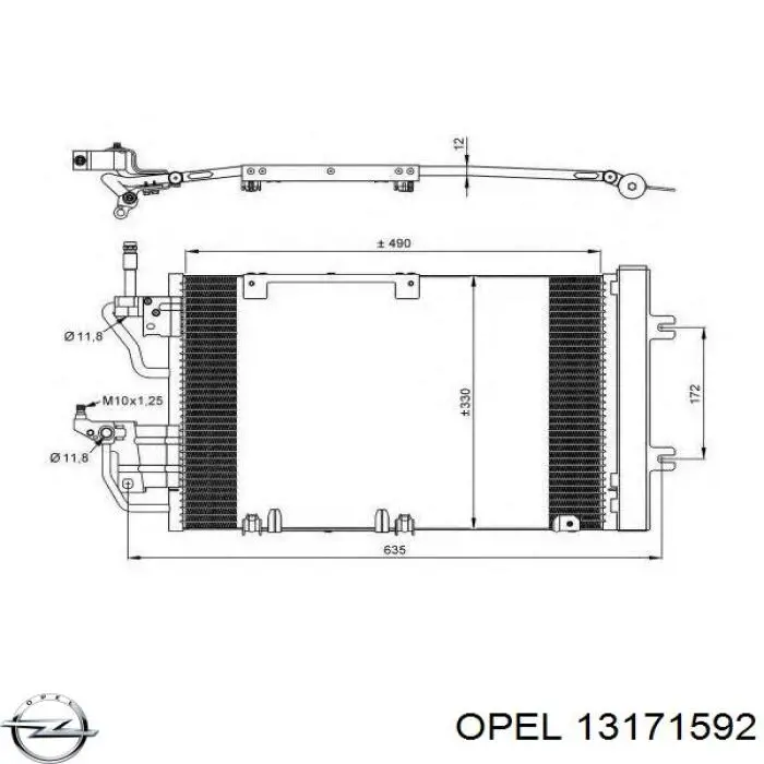 Конденсатор кондиционера Opel 13171592 цена, от 88.32 USD