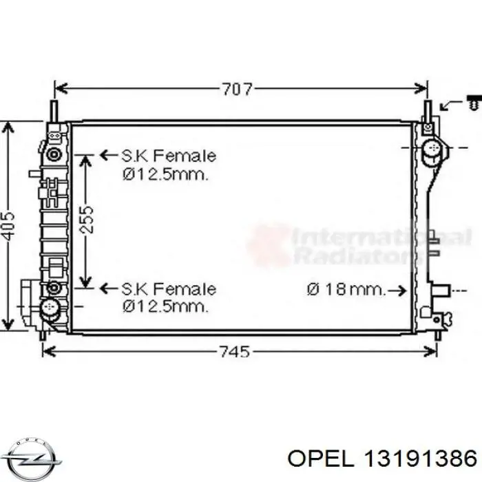 13191386 Opel radiador de esfriamento de motor