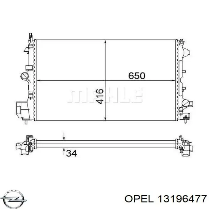 Радиатор охлаждения двигателя Opel 13196477 цена, от 97.11 USD