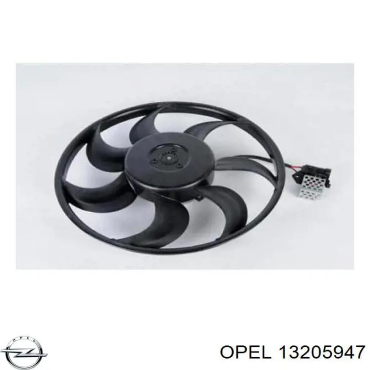 13205947 Opel ventilador elétrico de esfriamento montado (motor + roda de aletas)