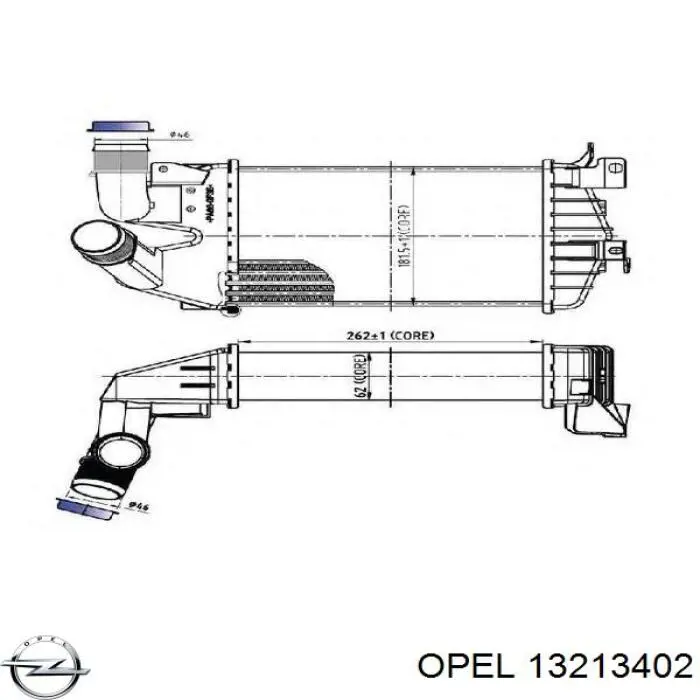 Радиатор интеркуллера Opel 13213402