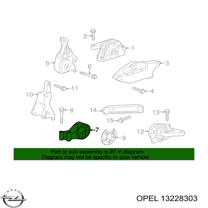 Задняя опора двигателя Opel 13228303 цена, от 36.36 USD