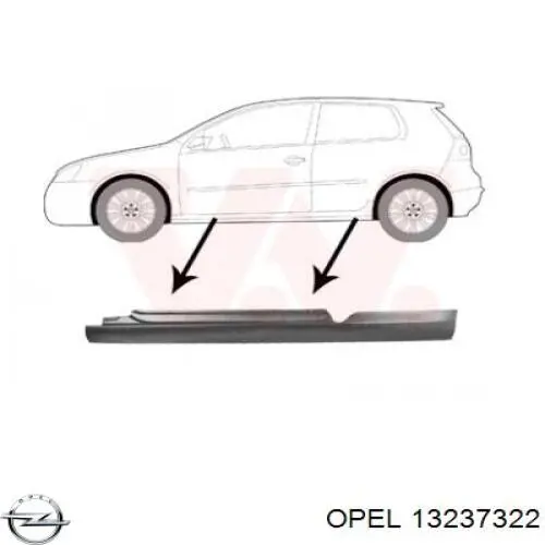 Накладка (молдинг) порога наружная левая Opel 13237322 цена, от 71.48 USD