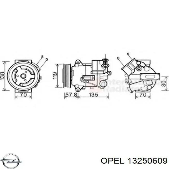 13250609 Opel Компрессор хладагента