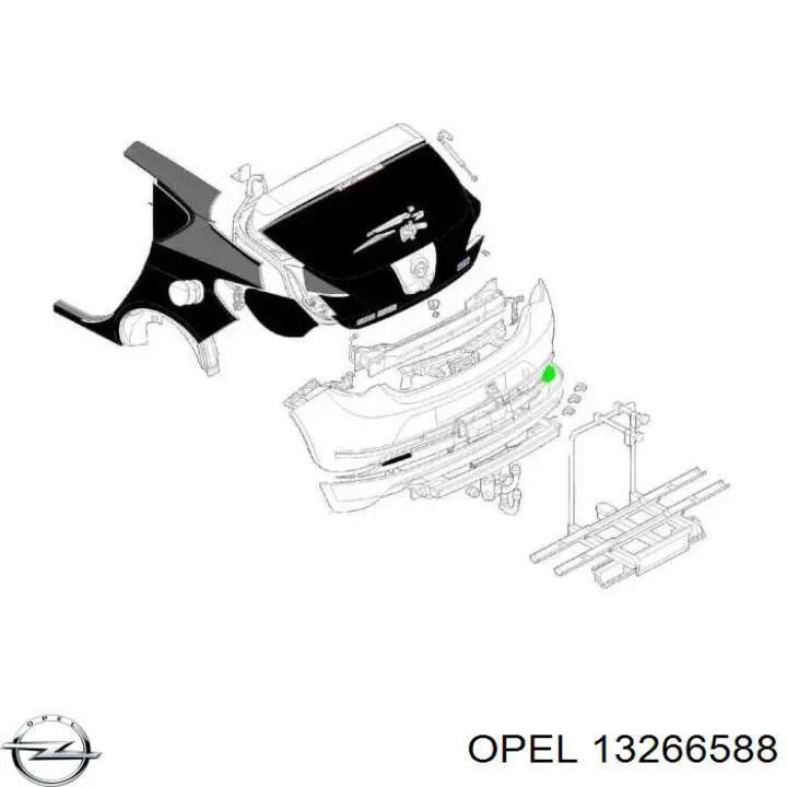 13266588 Opel tampão traseiro do pára-choque do gancho de reboque