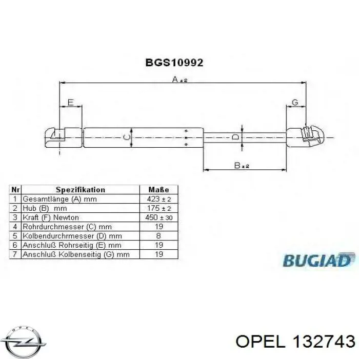 Купить 132743 Opel Амортизатор двери багажника