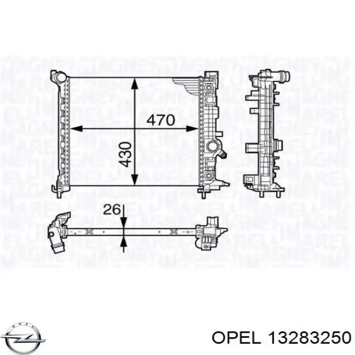 Купить 13283250 Opel Радиатор водяной